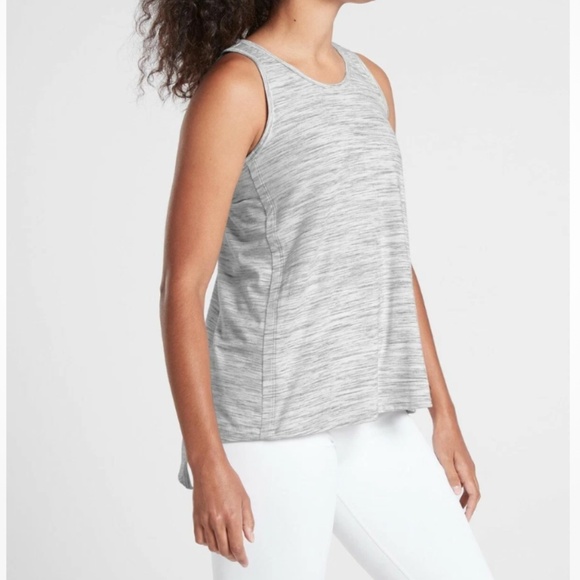 Athleta Essence Spacedye Tie Back Tank Gray/White Med NWT Athleisure Yoga Soft - Picture 4 of 16